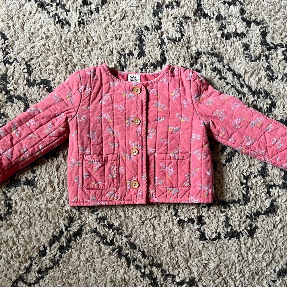 OshKosh Baby B'gosh Pink floral Kids Quilted Jacket size 2T 24 months